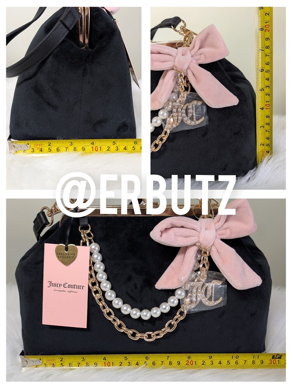 Viral 🎥 Juicy Couture Chic Y2K Medium Kiss Lock Frame Clutch, Licorice + Pink🩷 - Picture 9 of 14